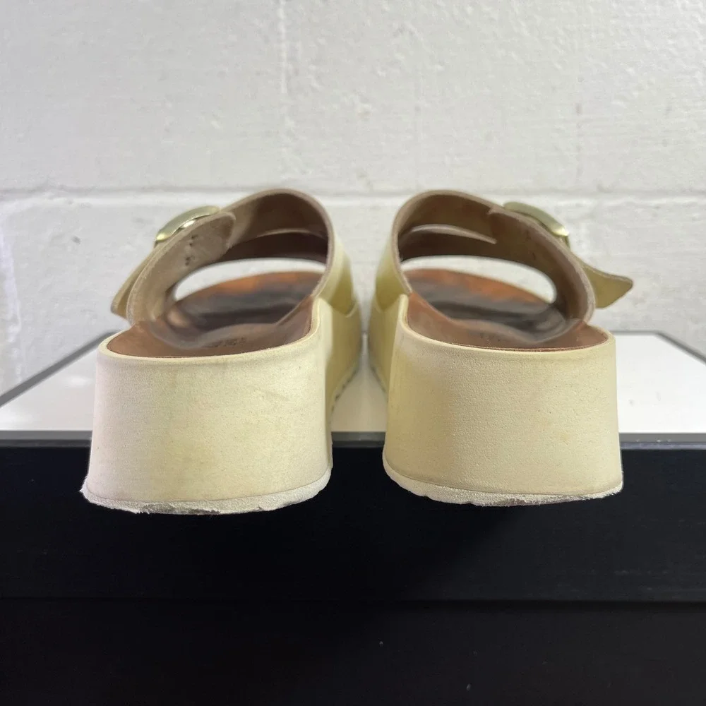 Birkenstock Papillio Almina Platform Sandal‎ Ecru Ivory Leather Women 40 EU/9 US
